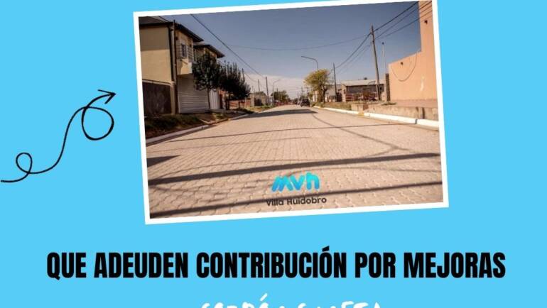 Extensión de pago para todos los contribuyentes que adeuden Contribución por mejoras de CORDÓN CUNETA y PAVIMENTO ARTICULADO.