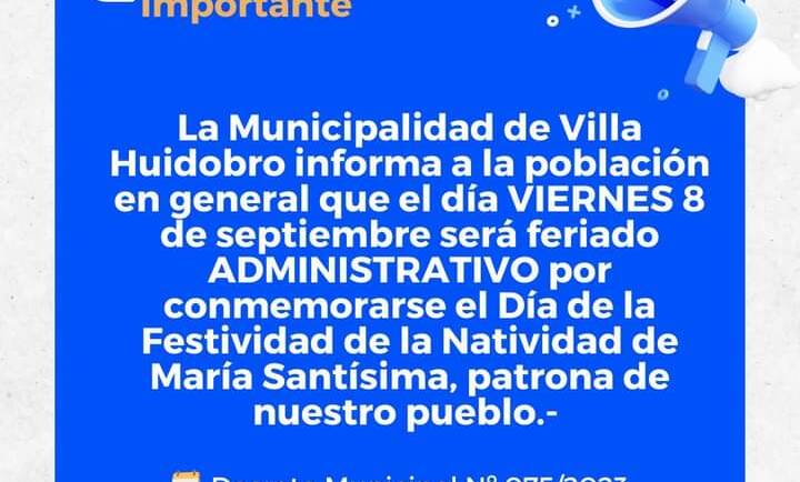 FERIADO VIERNES 8 DE SEPTIEMBRE