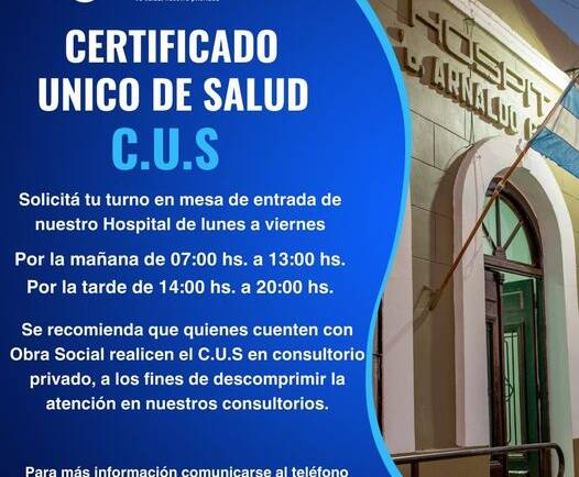 CERTIFICADO ÚNICO DE SALUD «C.U.S»