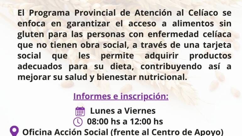 PROGRAMA PROVINCIAL DE ATENCIÓN AL CELÍACO