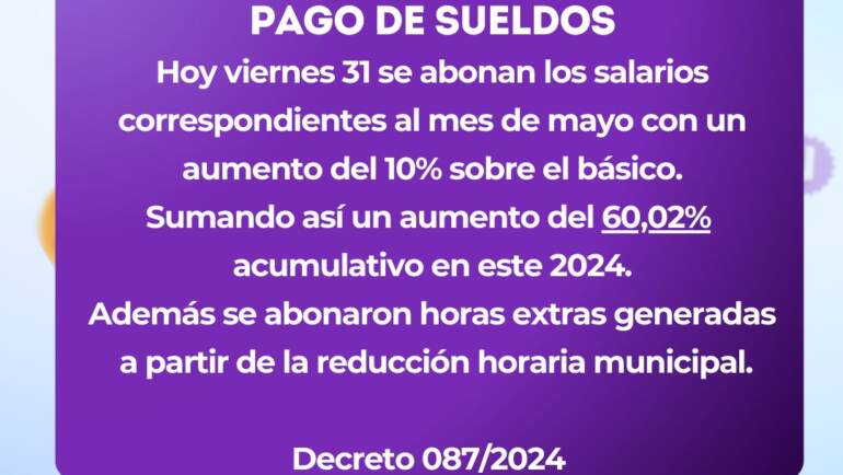 AUMENTO DEL 10% PARA TODOS LOS EMPLEADOS MUNICIPALES