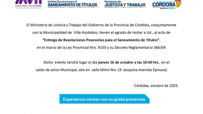 ENTREGA DE RESOLUCIONES POSESORIAS PARA EL SANEAMIENTO DE TÍTULOS