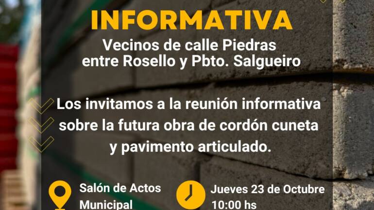 Reunión Informativa – Obra de cordón cuneta y pavimento articulado 🧱