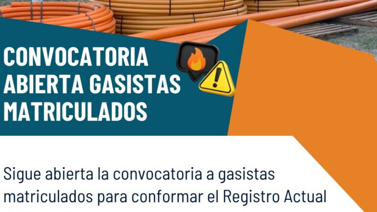 Continúa abierta la convocatoria a gasistas matriculados