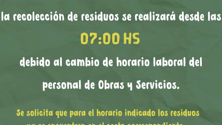Nuevos horarios en la recolección de residuos