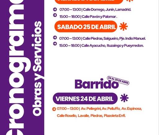 CRONOGRAMA DE TAREAS DE OBRAS Y SERVICIOS