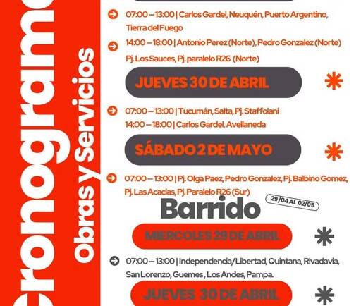 CRONOGRAMA DE TAREAS DE OBRAS Y SERVICIOS