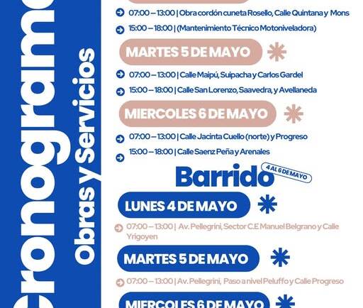 cronograma de tareas de obras y servicios