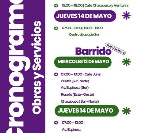 CRONOGRAMA DE TAREAS DE OBRAS Y SERVICIOS PUBLICOS