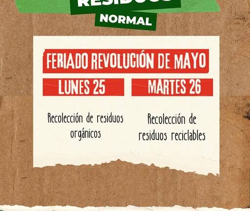Recolección de residuos | Feriado Revolución de Mayo
