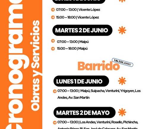 CRONOGRAMA DE TAREAS DE OBRAS Y SERVICIOS PUBLICOS