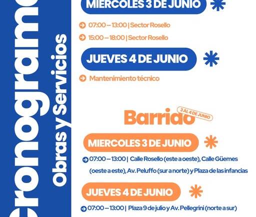 CRONOGRAMA DE TAREAS DE OBRAS Y SERVICIOS PUBLICOS