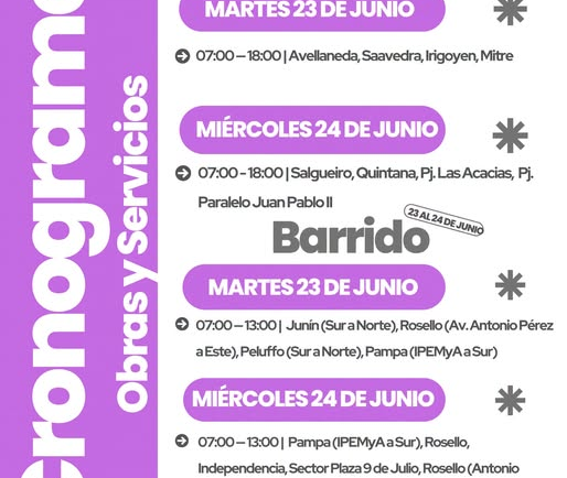 CRONOGRAMA DE TAREAS DE OBRAS Y SERVICIOS