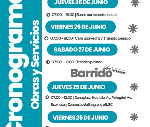 cronograma de tareas de obras y servicios