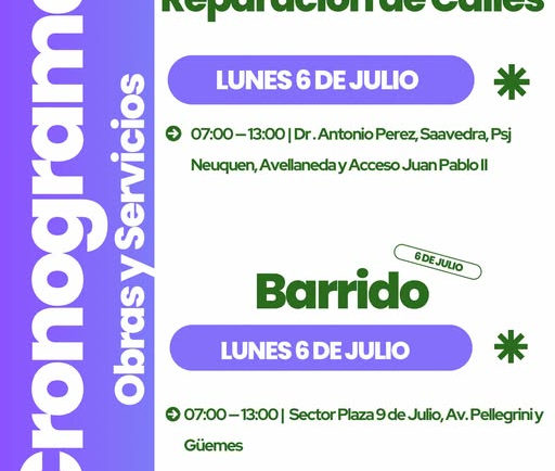 cronograma de tareas de obras y servicios